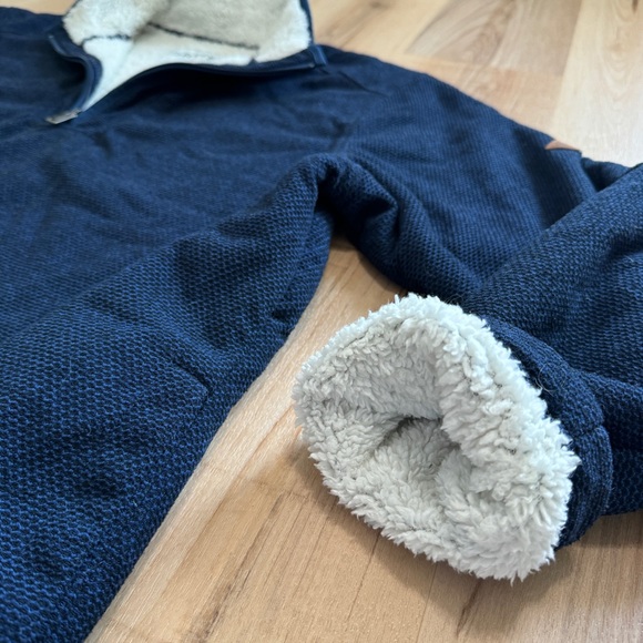 Orvis Lined Quarter Zip Pull Over Blue / Navy Knit XL - Picture 10 of 13